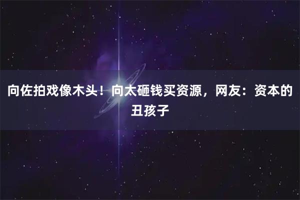 向佐拍戏像木头！向太砸钱买资源，网友：资本的丑孩子